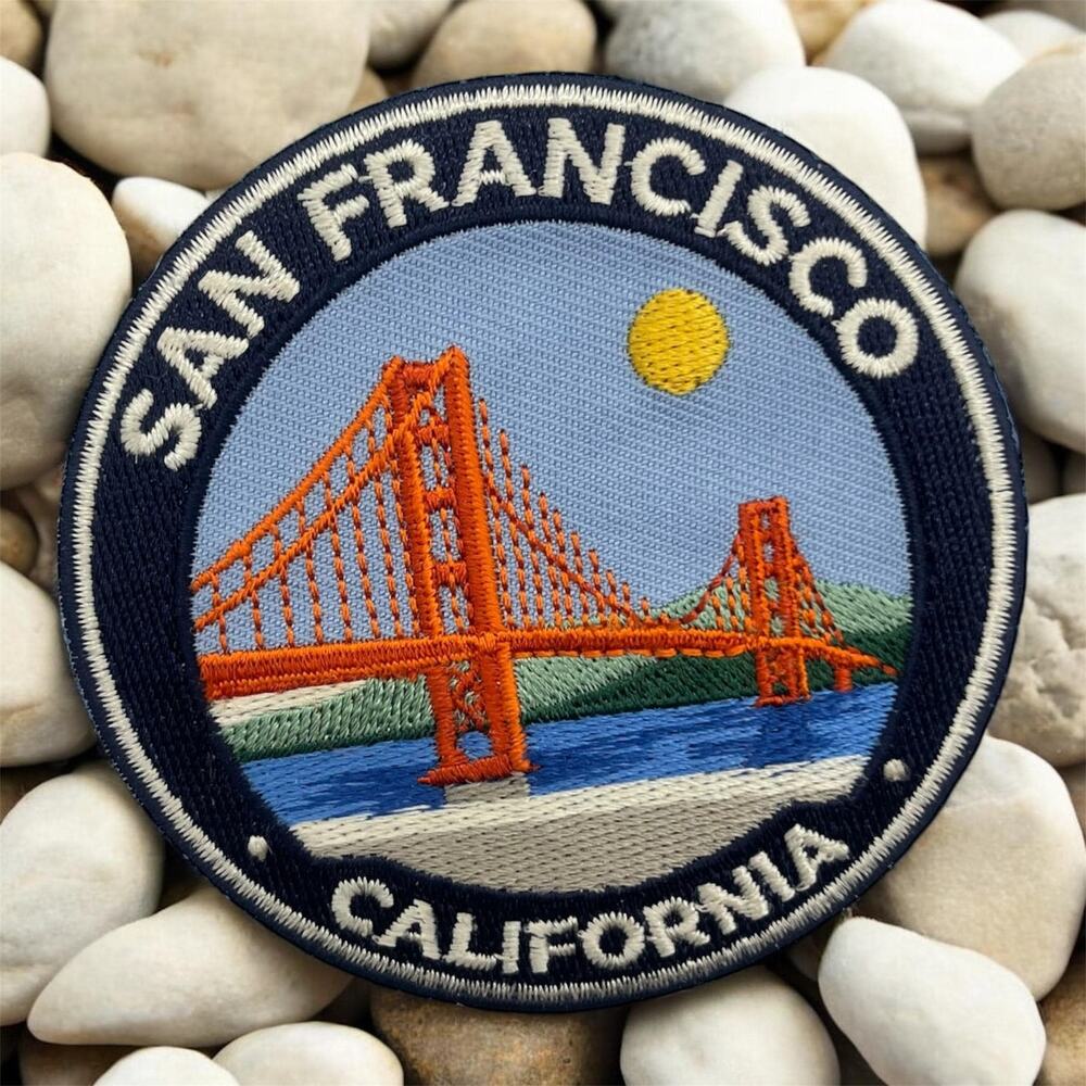 San Francisco CA Iron On Patch 3 Inch Embroidered Golden Gate Bridge - Picture 4 of 6